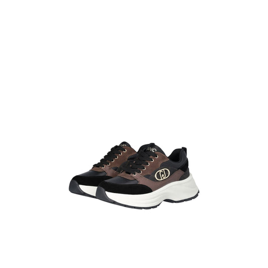 Sneakers Donna in suede e pelle nero e marrone