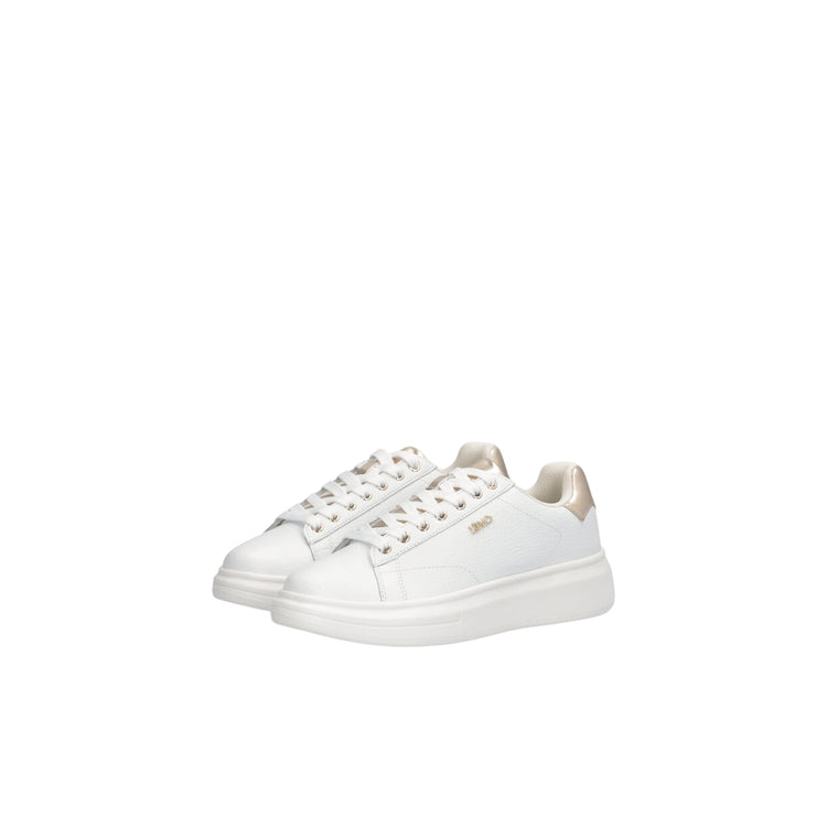 Sneakers Donna in pelle bottalata con dettaglio oro
