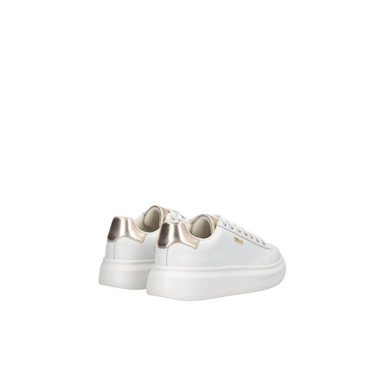Sneakers Donna in pelle bottalata con dettaglio oro retro