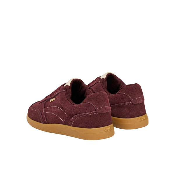 Sneakers Donna con tomaia scamosciata Bordeaux retro