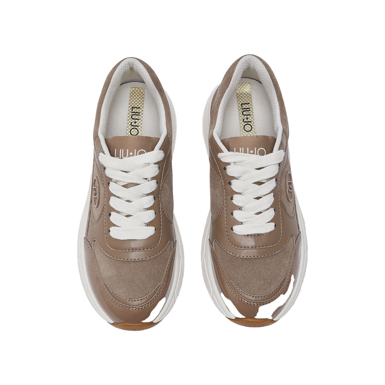Sneakers Donna Beige con lacci piatti