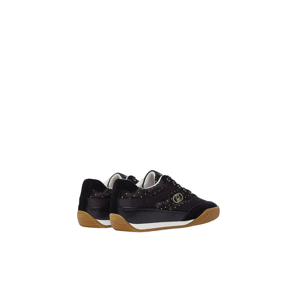 Sneakers Donna in velluto a pois nero