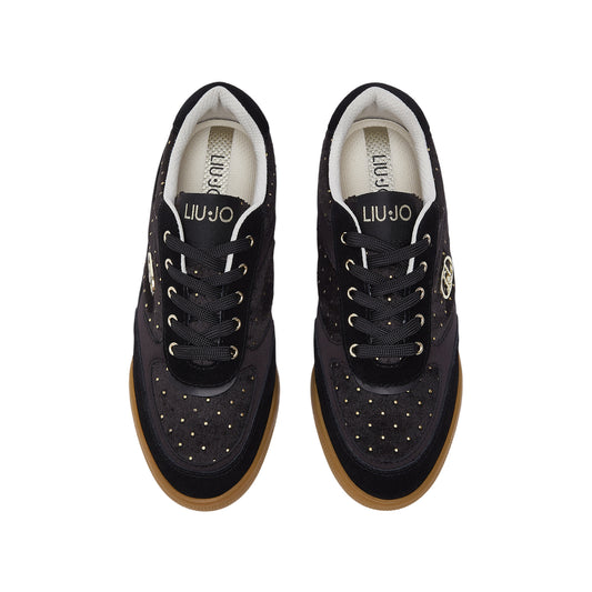 Sneakers Donna in velluto a pois nero