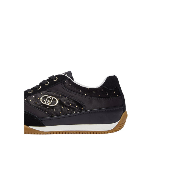 Sneakers Donna in velluto a pois nero dettaglio