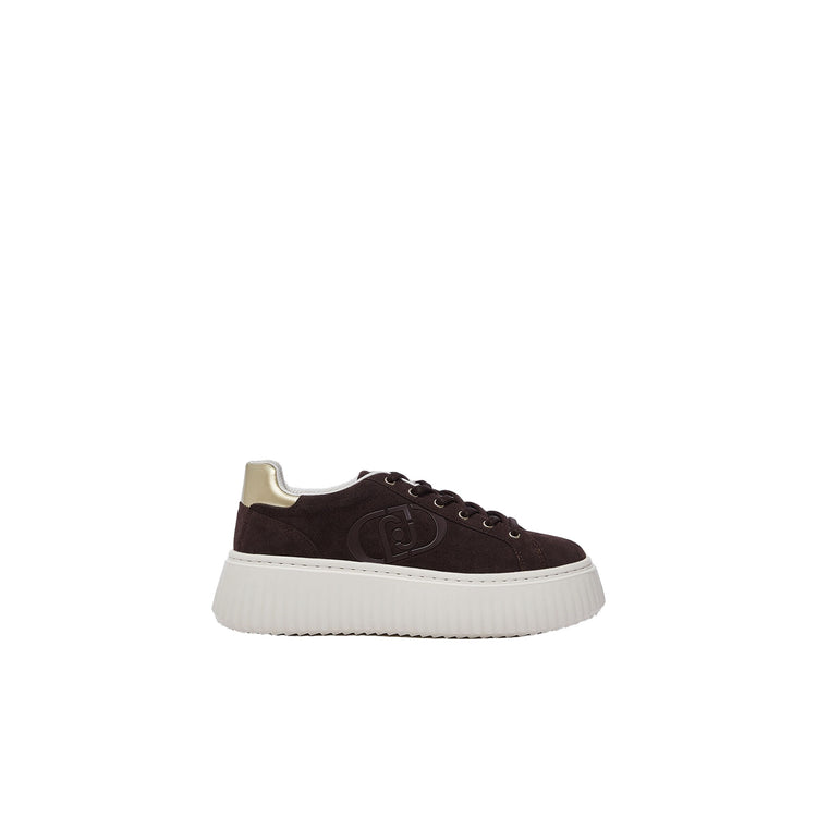 Sneakers Donna in suede marrone con platform