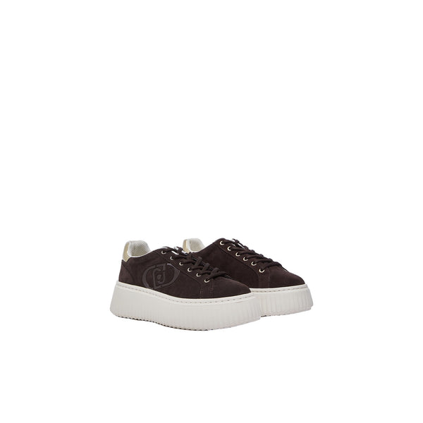 Sneakers Donna in suede marrone con platform