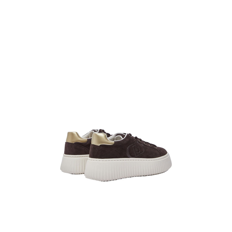 Sneakers Donna in suede marrone con platform