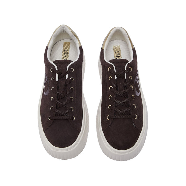 Sneakers Donna in suede marrone con platform