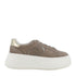 Sneakers Donna in suede beige con platform