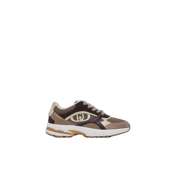 Sneakers Donna in suede e mesh marrone e beige