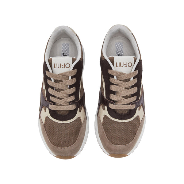 Sneakers Donna in suede e mesh marrone e beige