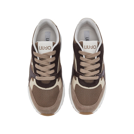 Sneakers Donna in suede e mesh marrone e beige