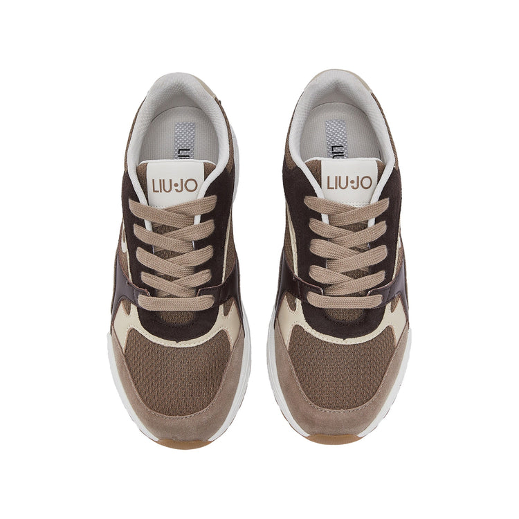 Sneakers Donna in suede e mesh marrone e beige