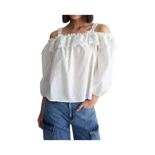 Blusa Donna in pizzo tinta unita