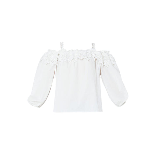 Blusa Donna in pizzo tinta unita