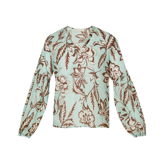 Blusa con stampa floreale all over e maniche a palloncino
