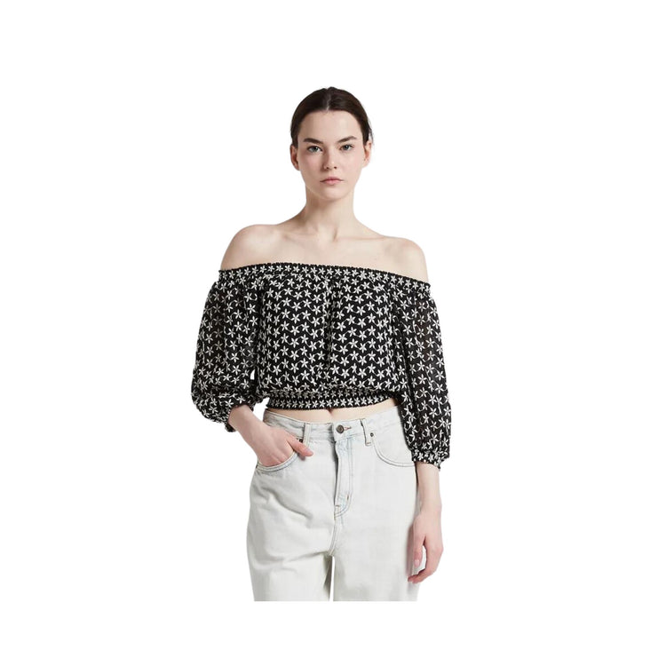 Blusa Donna corta ricamata