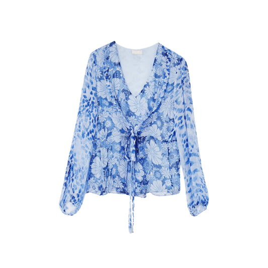 Women's Creponne Floral Blouse - Blue Floral
