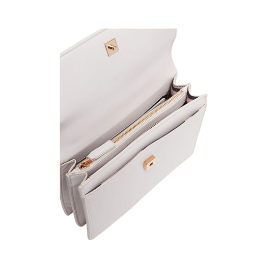 Dettaglio interno con vari scomparti e tasca con zip colore Bianco