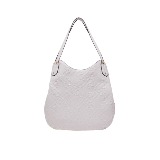 Women's bag with leather inserts and all-over logo