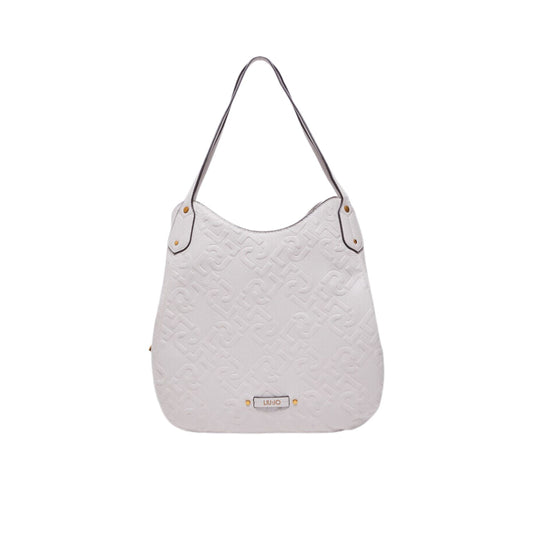 Women's bag with leather inserts and all-over logo