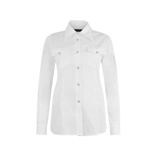 Camicia Donna bianca con bottoni gioiello