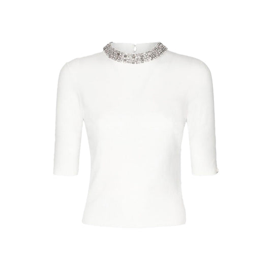 Crop Top Bianco da Donna con gioielli
