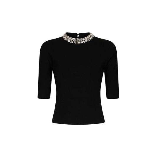 Crop Top Nero da Donna con gioielli
