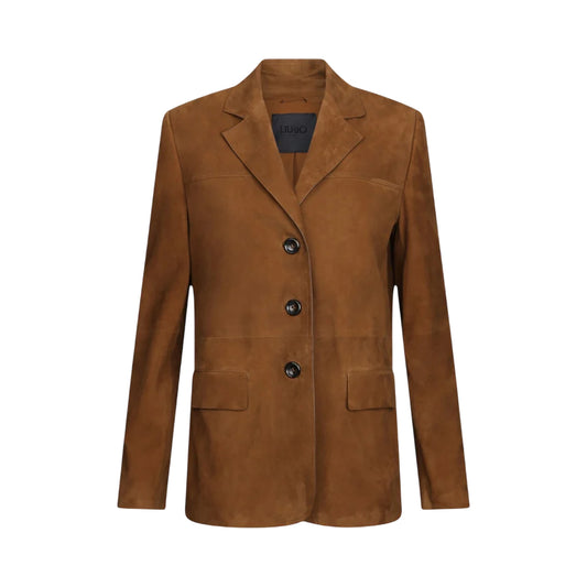 Blazer Donna in pelle scamosciata marrone
