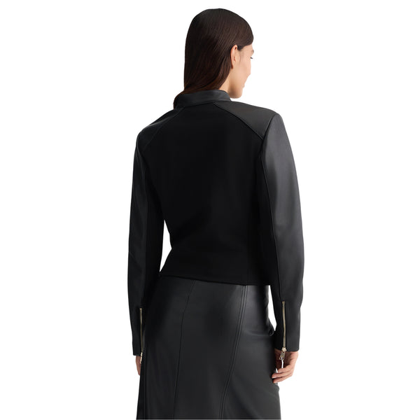 Giacca da Donna modello biker nero in pelle modella retro