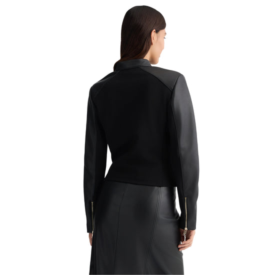 Giacca da Donna modello biker nero in pelle modella retro