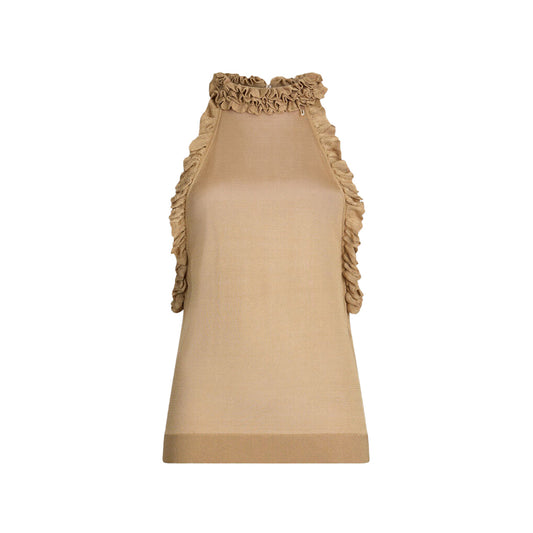 Top Beige da Donna con rouches
