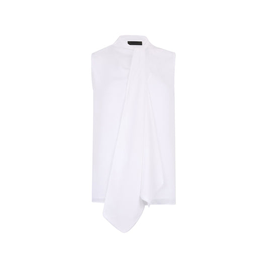 Blusa Donna smanicata con fiocco Bianco