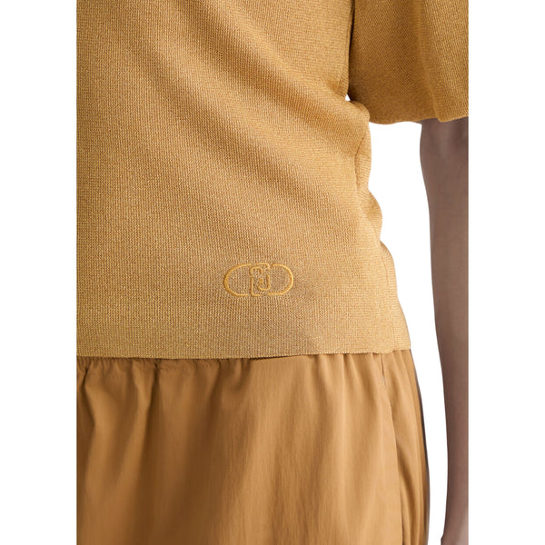 Maglia Donna con cut out Beige dettaglio logo