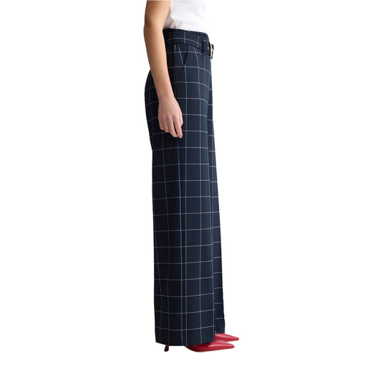 Pantaloni motivo check da Donna a vita alta Blu modella laterale