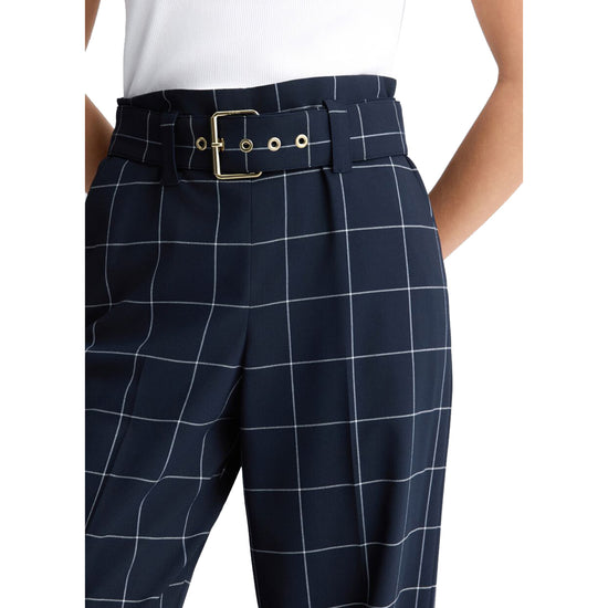Pantaloni motivo check da Donna a vita alta Blu dettaglio frontale