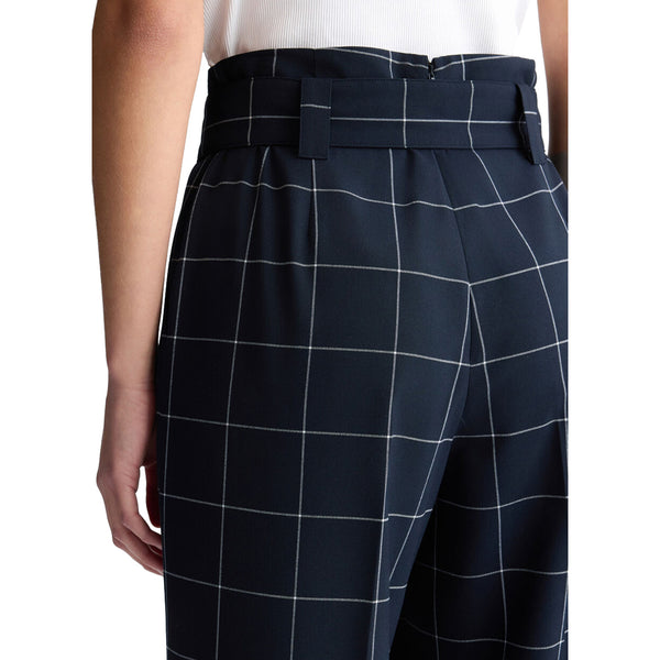 Pantaloni motivo check da Donna a vita alta Blu dettaglio retro