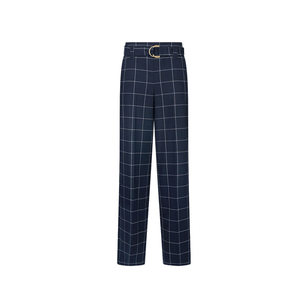 Pantaloni gessati da Donna a vita alta Blu