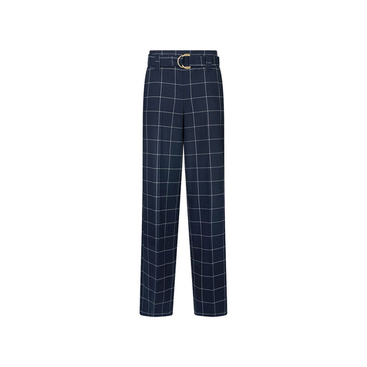 Pantaloni gessati da Donna a vita alta Blu