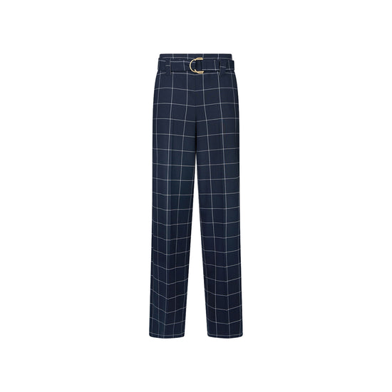 Pantaloni gessati da Donna a vita alta Blu
