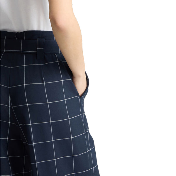 Pantaloni gessati da Donna a vita alta Blu dettaglio retro tasca