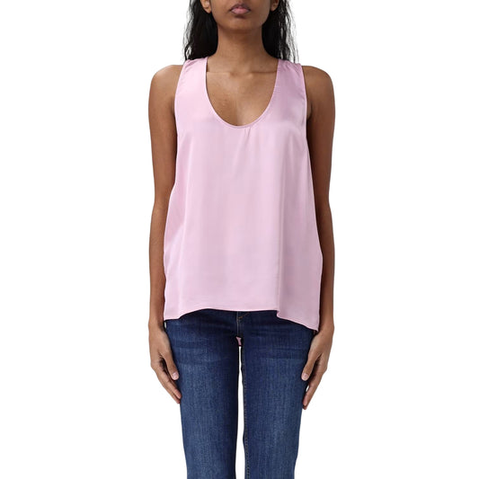 Top Donna in raso in tinta unita e scollo ampio