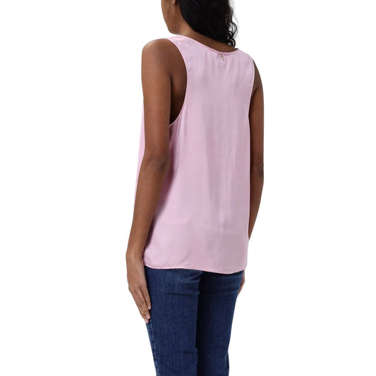 Top Donna in raso in tinta unita e scollo ampio