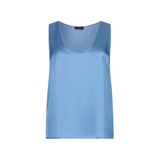 Top Donna in raso azzurro