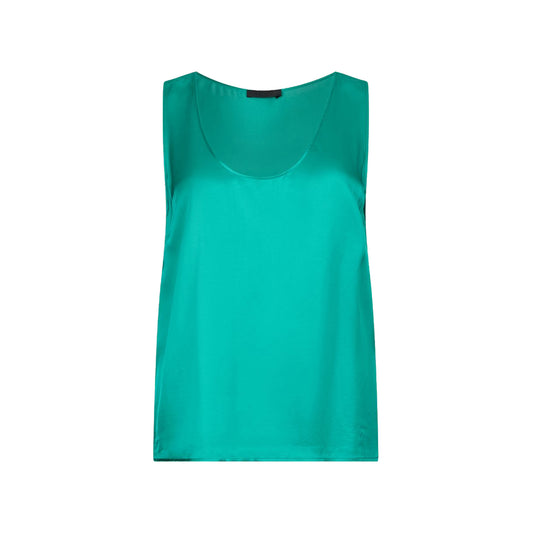 Top Donna in raso verde smeraldo