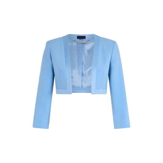 Giacca Donna cropped in envers satin azzurro