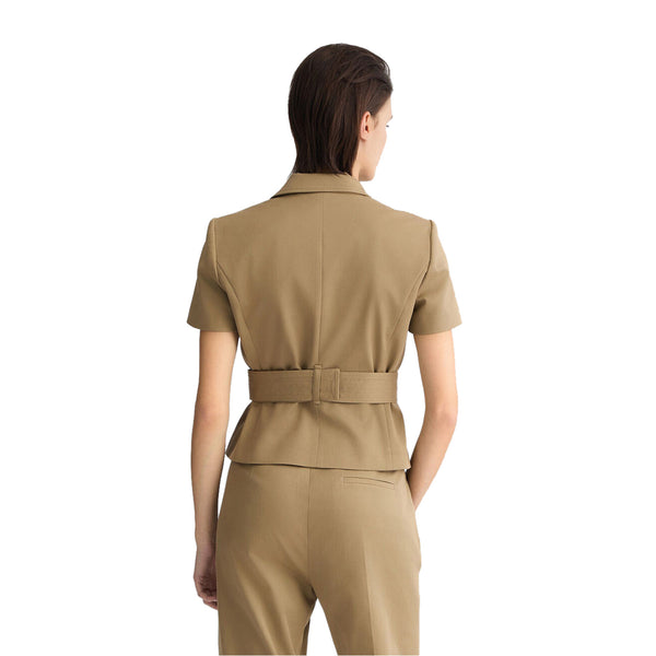 Giacca da Donna con cintura Beige modella retro