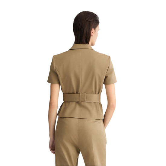 Giacca da Donna con cintura Beige modella retro