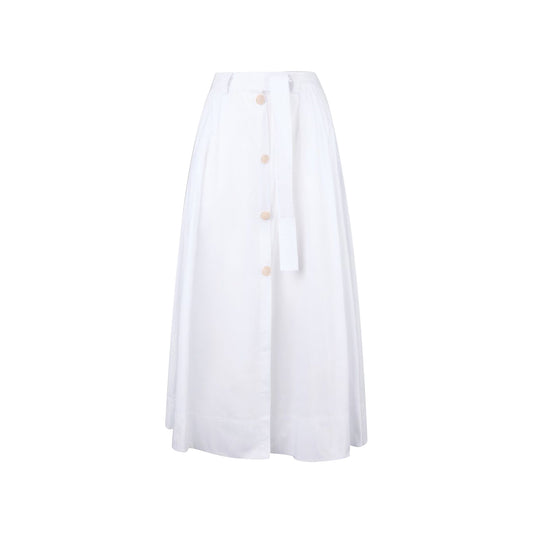Gonna Midi da Donna in tinta unita bianca