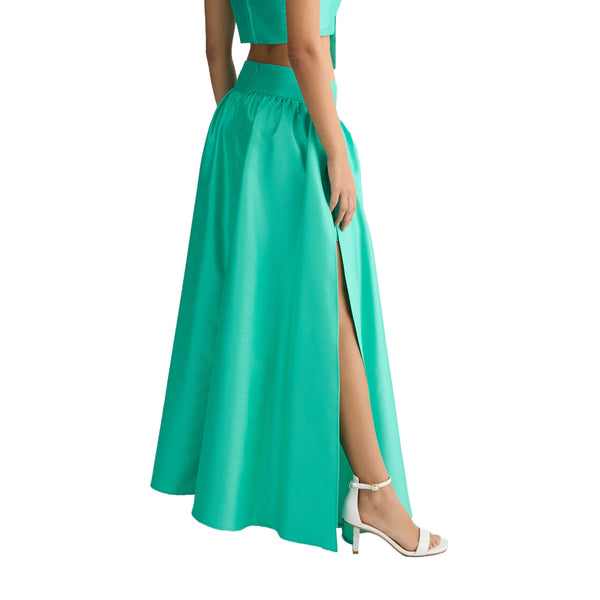 Gonna lunga da Donna in shantung verde modella retro